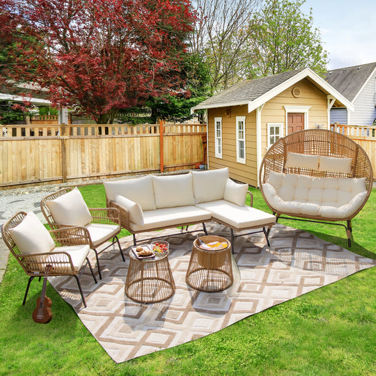 NICESOUL Patio Bohemian Sofa Set With Table 7 Seater 7 Piece