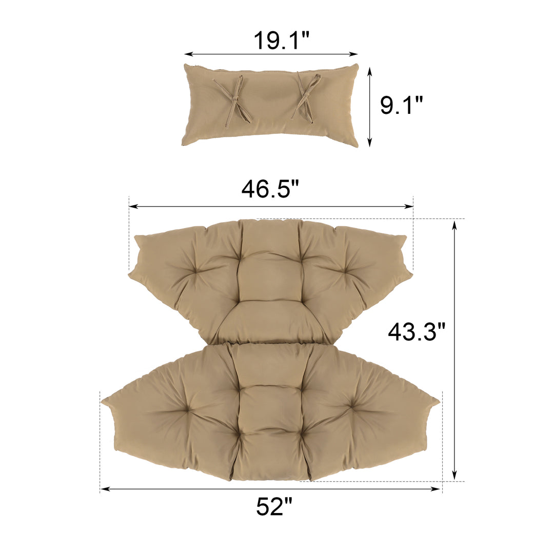 NICESOUL Seat Cushion for Outdoor Single Stationary Egg Chair with Ottoman
