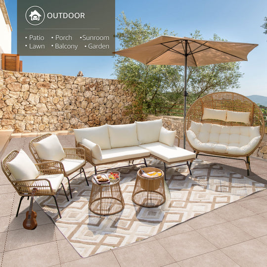 NICESOUL Patio Bohemian Sofa Set With Table 7 Seater 7 Piece