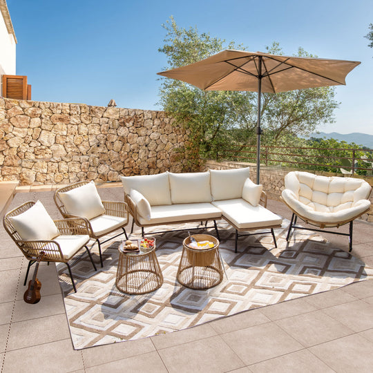 NICESOUL Patio Bohemian Sofa Set With Table 7 Seater 7 Piece