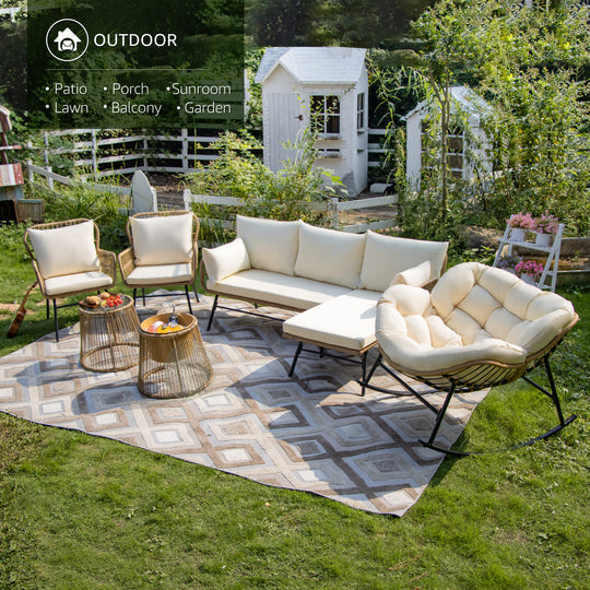 NICESOUL Patio Bohemian Sofa Set With Table 7 Seater 7 Piece