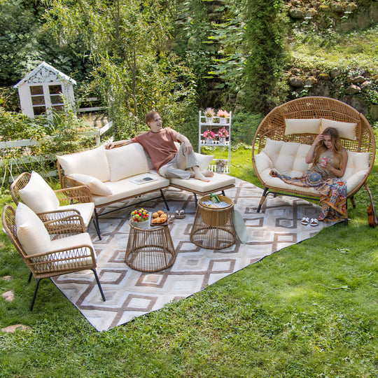 NICESOUL Patio Bohemian Sofa Set With Table 7 Seater 7 Piece