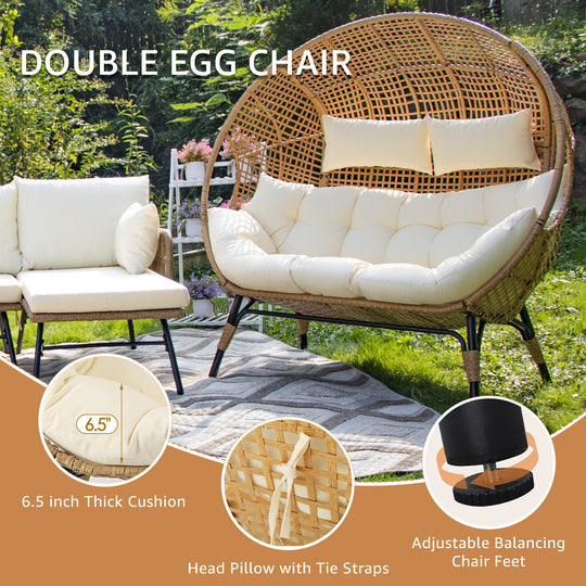 NICESOUL Patio Bohemian Sofa Set With Table 7 Seater 7 Piece