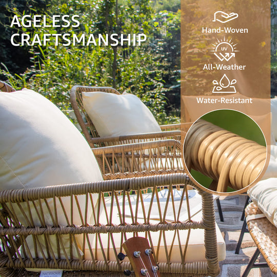 NICESOUL Patio Bohemian Sofa Set With Table 7 Seater 7 Piece