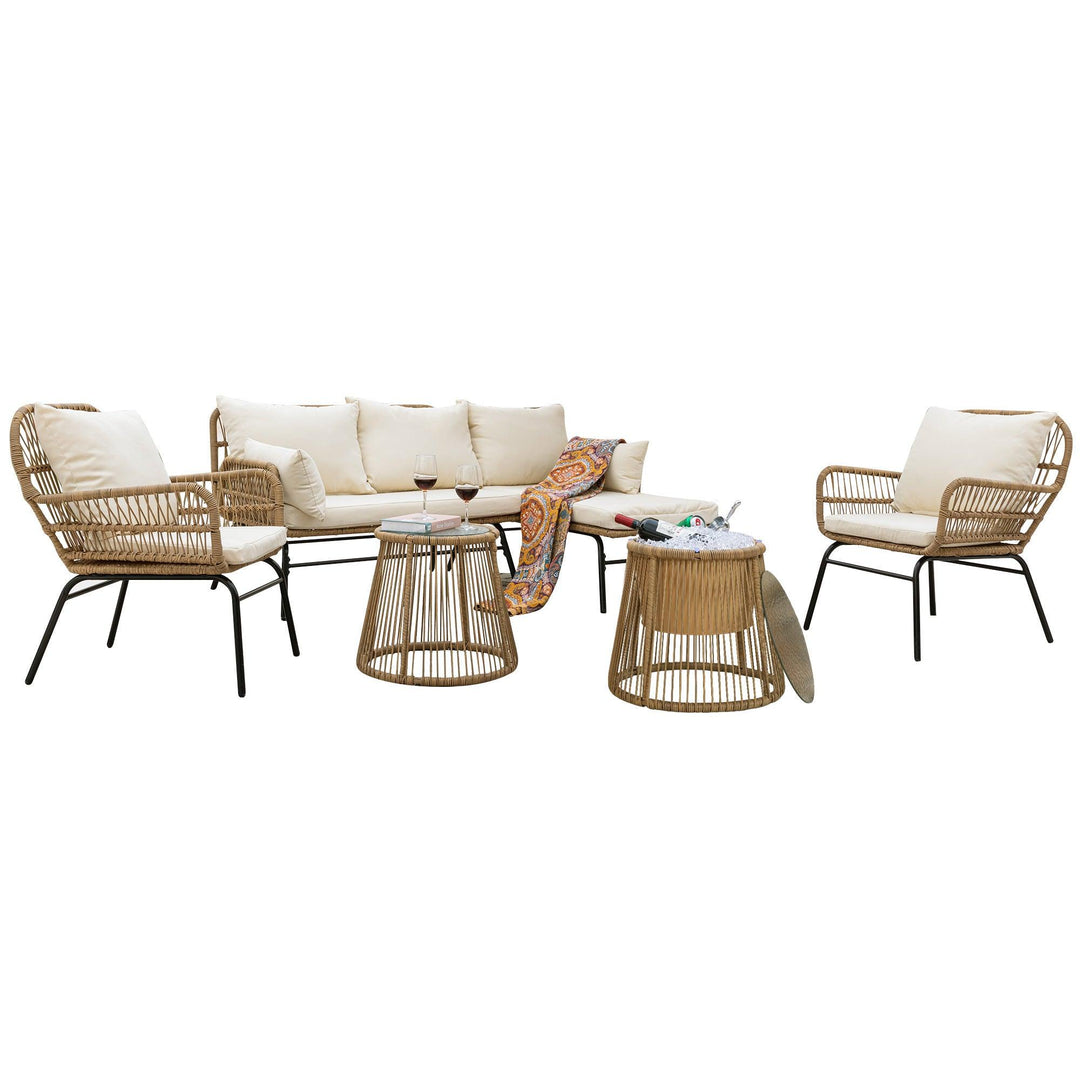 NICESOUL Patio Bohemian Sofa Set With Table 5 Seater 6 Piece