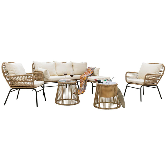 NICESOUL Patio Bohemian Sofa Set With Table 5 Seater 6 Piece