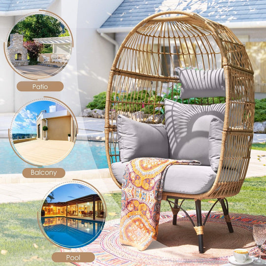 Patio Bohemian Wicker Egg Chair - Nicesoul Furniture