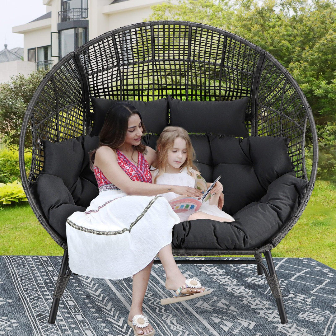 NICESOUL Double Stationary Egg Chair Outdoor Indoor Loveseat Chair