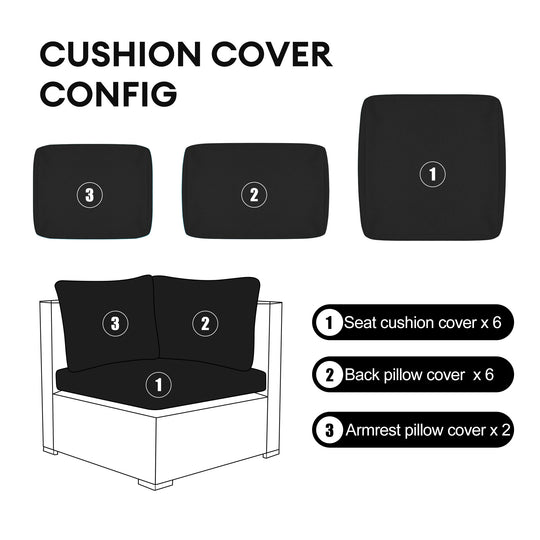 Eden Patio Outdoor Furniture Cushion cover set-6 Seat - Nicesoul Furniture