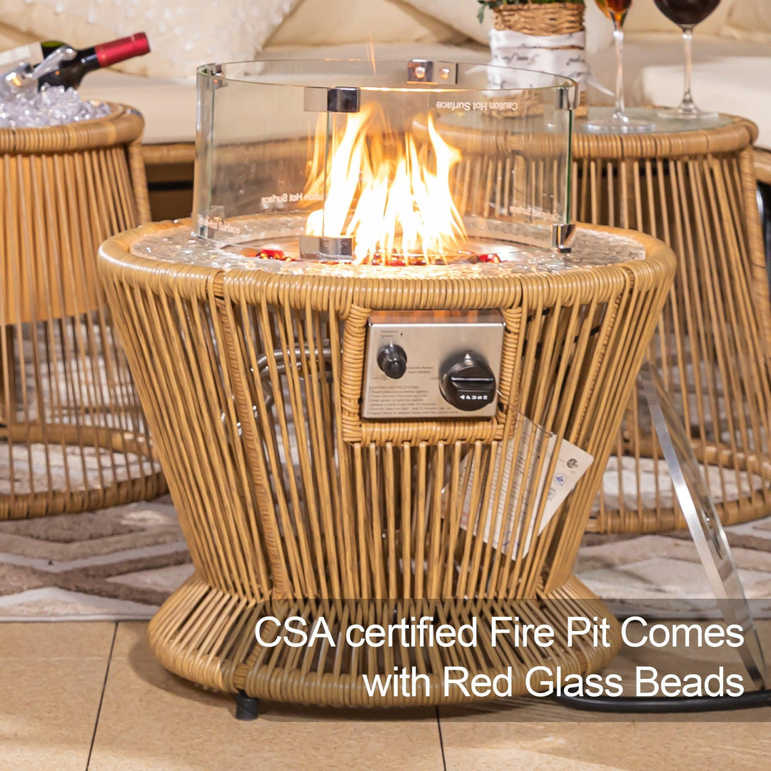 Montmatre Fire Pit Set with L-Shape Sofa-4 Seat - Nicesoul Furniture