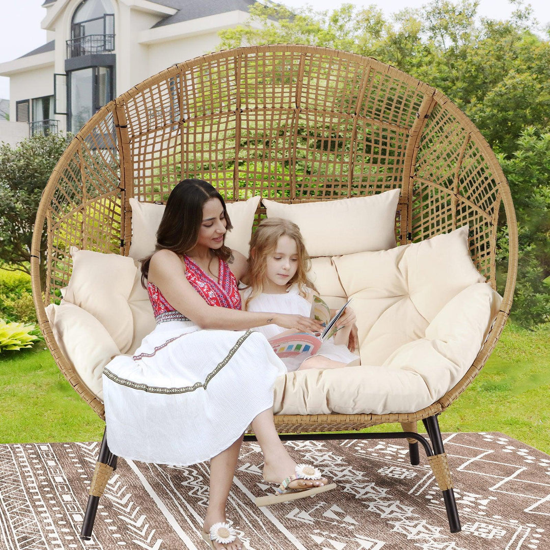 NICESOUL Double Stationary Egg Chair Outdoor Indoor Loveseat Chair