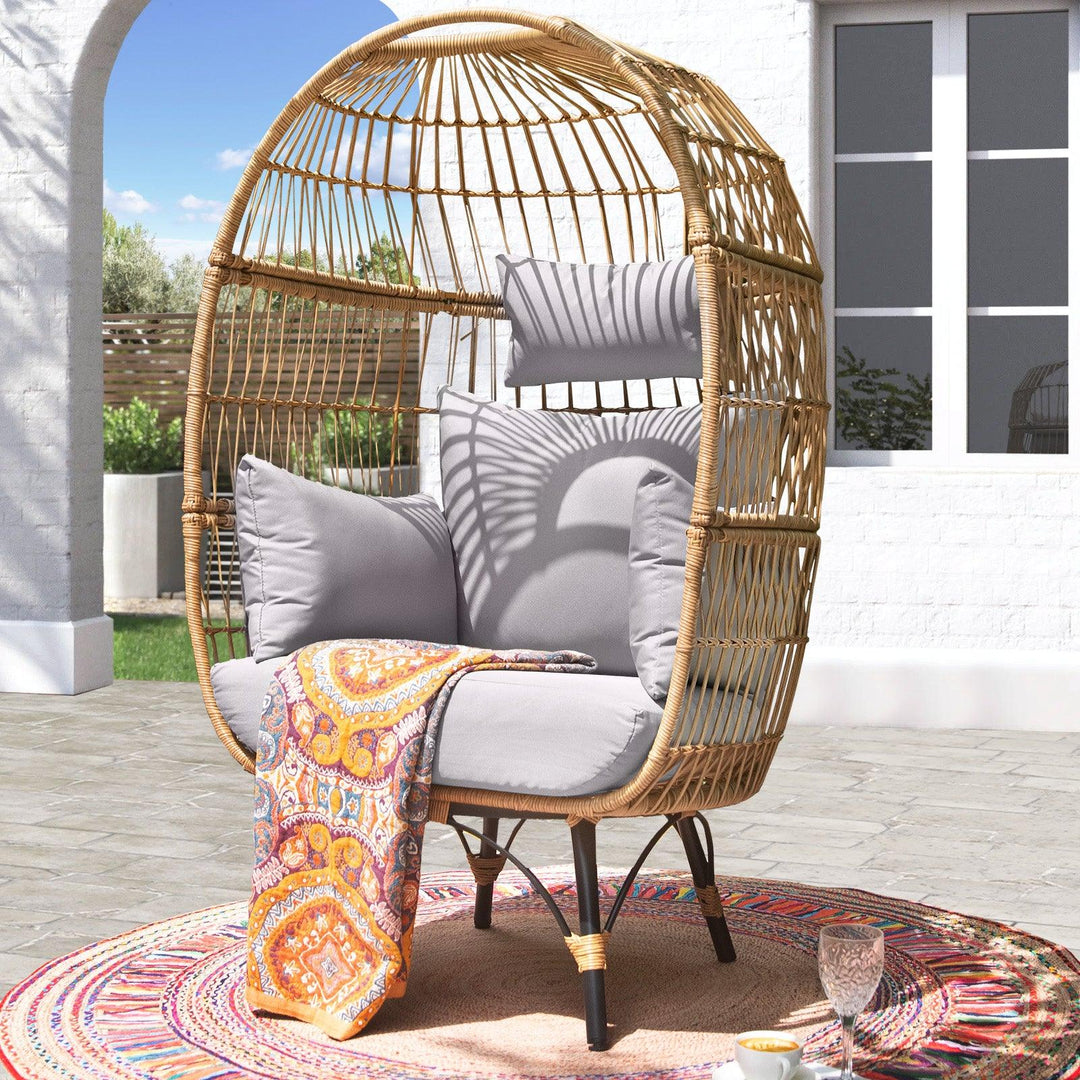 NICESOUL Patio Bohemian Wicker Stationary Egg Chair