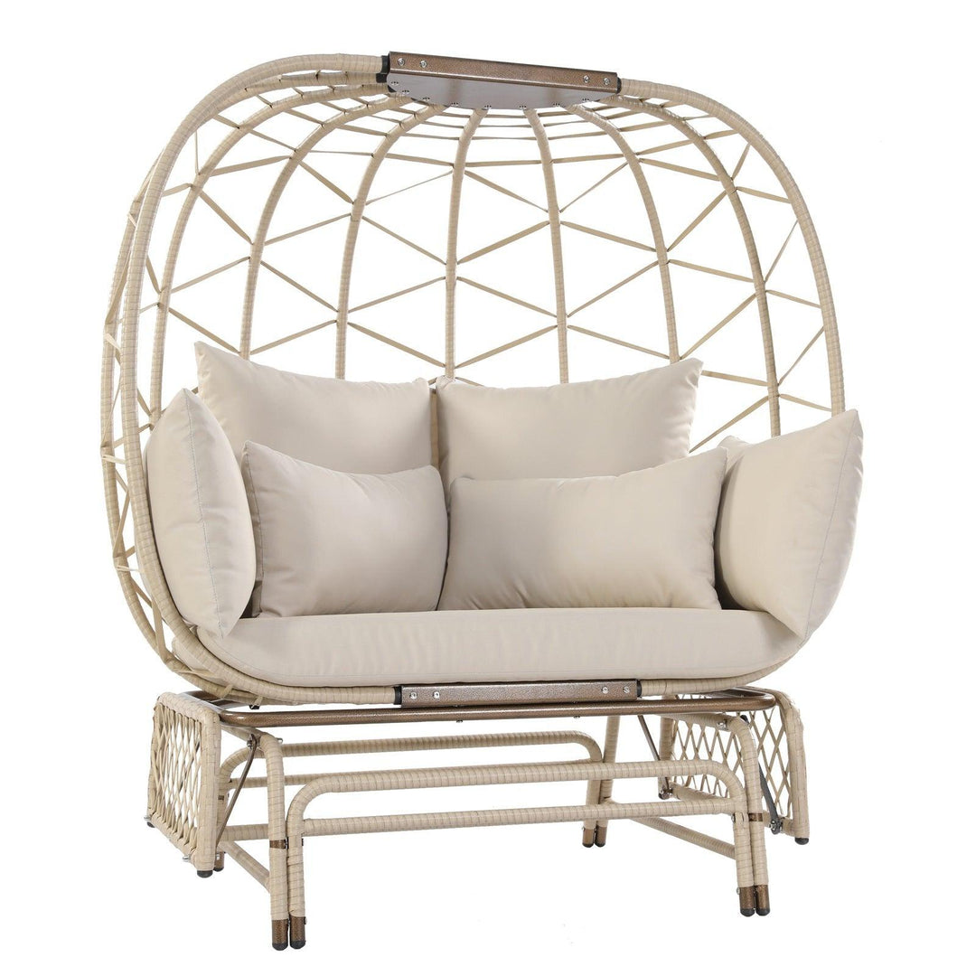 NICESOUL Double Wicker Egg Chair With Legs