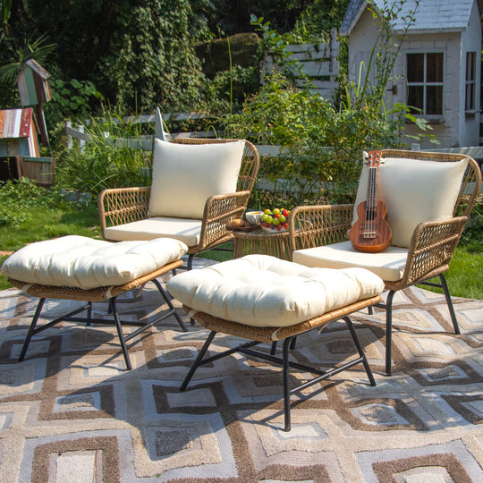 NICESOUL Patio Bohemian Sofa Set With Table 2 Seater 5 Piece