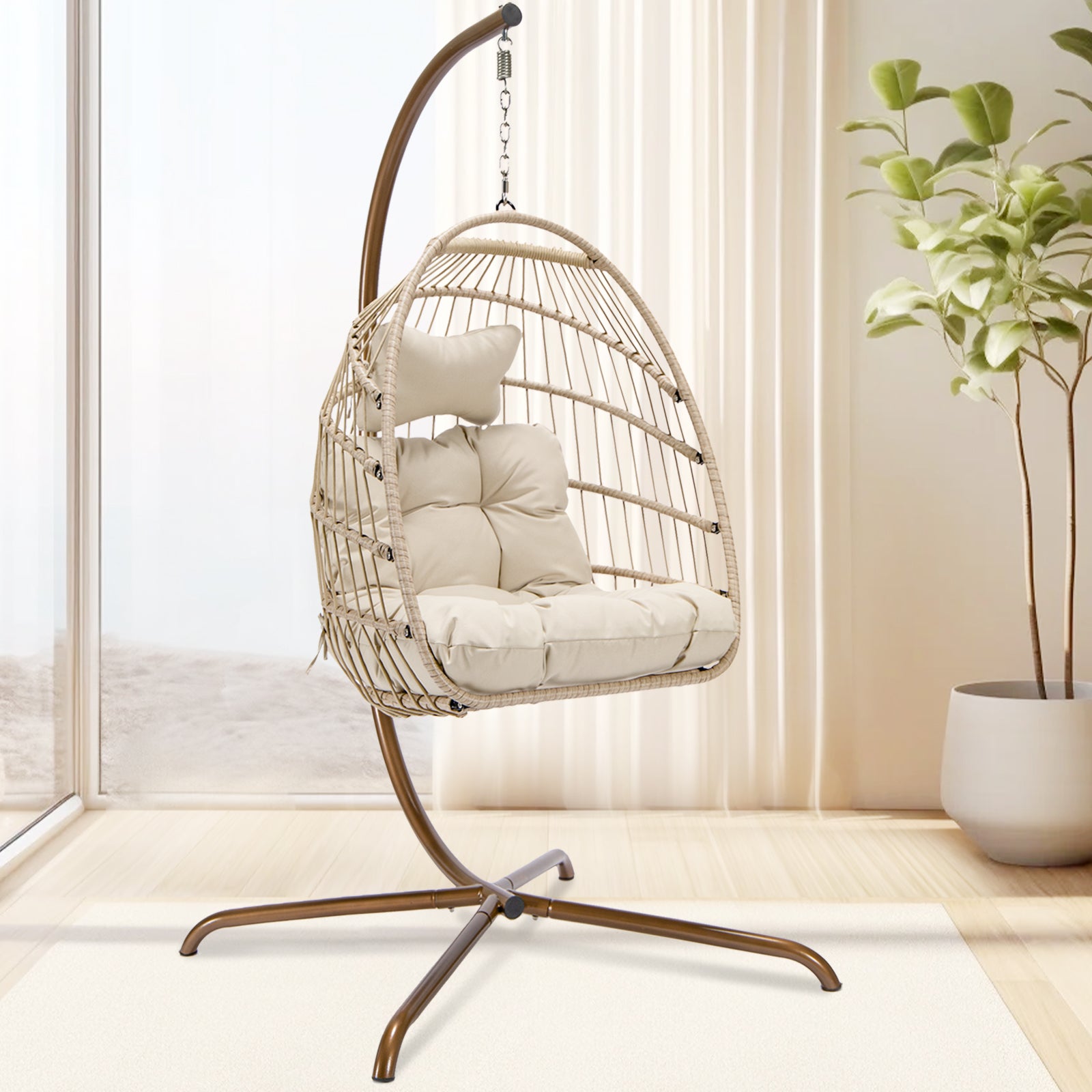 NICESOUL Harmony Swing Egg Chair with Stand Charcoal Nicesoul Furniture