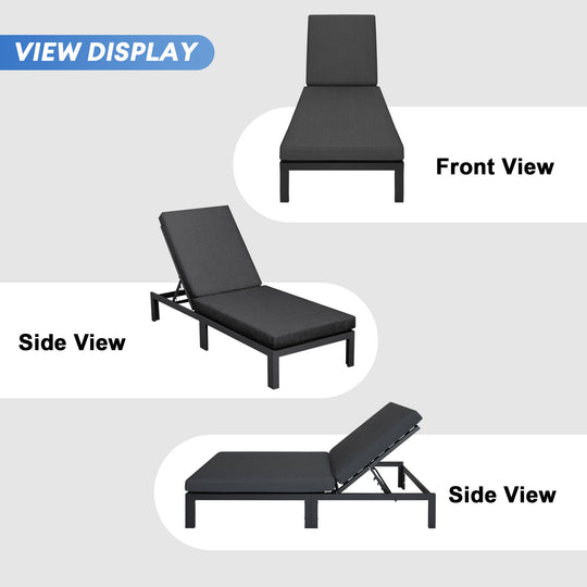 La Jolla Outdoor Charcoal Alumiunm Sectional Set withChaise Lounges and Tables-6 Seat - Nicesoul Furniture