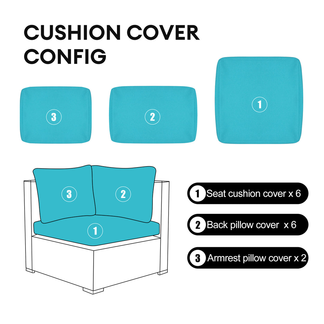 Eden Patio Outdoor Furniture Cushion cover set-6 Seat - Nicesoul Furniture