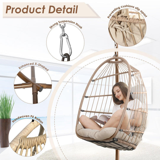 NICESOUL Swing  Egg Chair With Stand Hanging Egg Chair