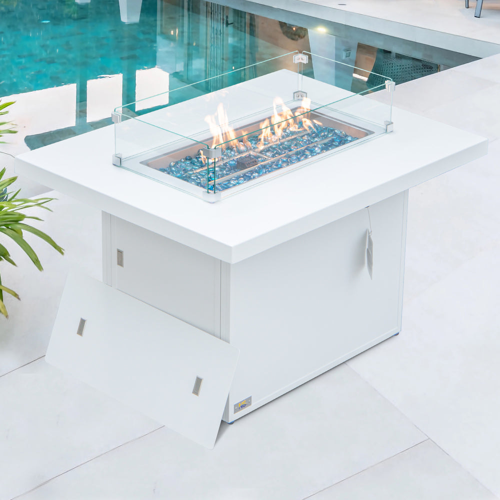 La Jolla Fire Pit Table in White - Nicesoul Furniture