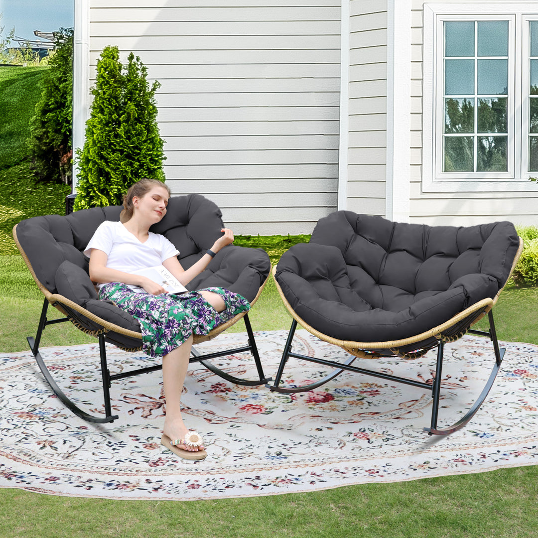 NICESOUL Rocking Egg Chair Papasan Recliner Rocker Chair