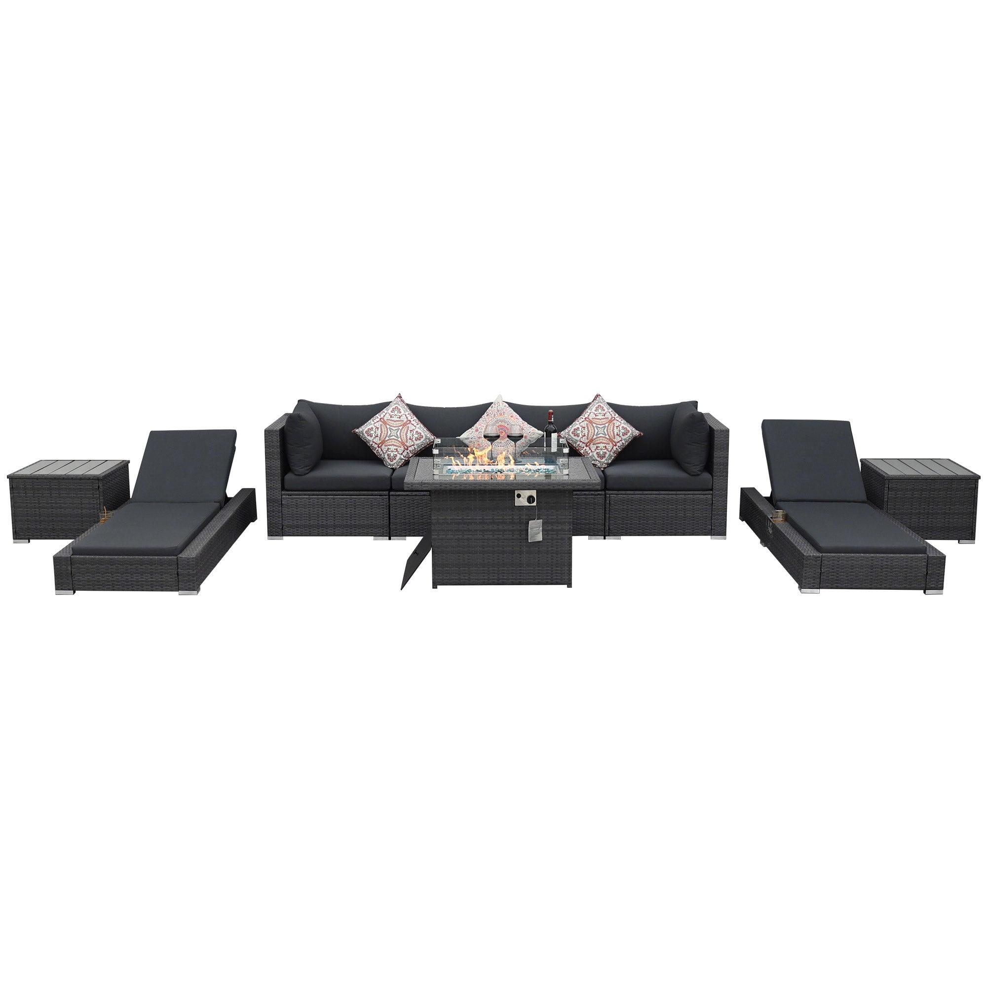 6 seater black rattan garden furniture hot sale