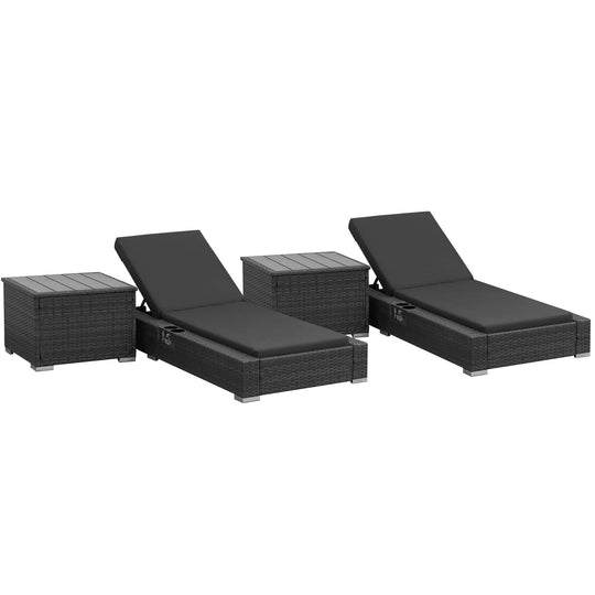 Nicesoul Furniture Outdoor Chaise Lounge Set with Table and Cushions 