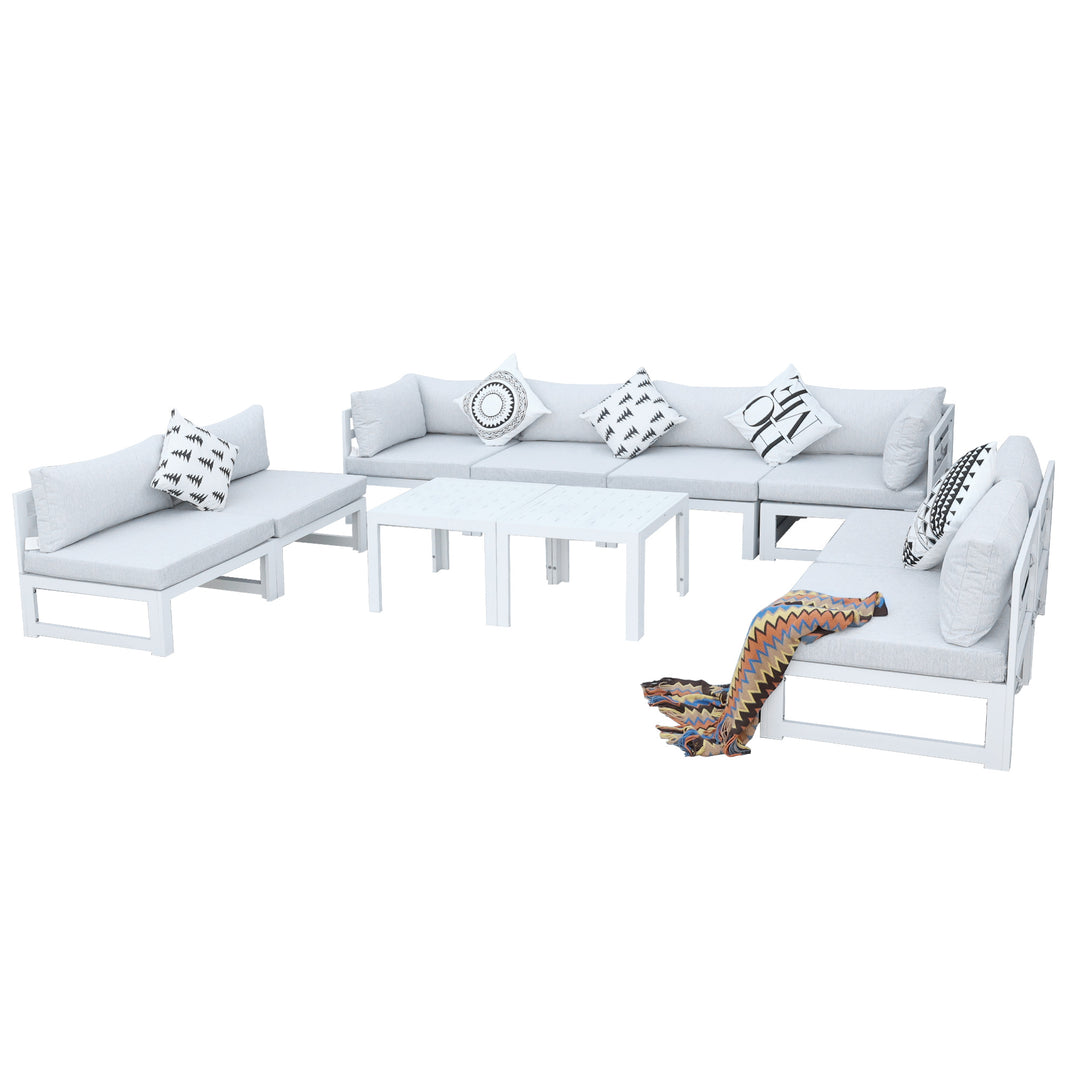 Patio Aluminum Sofa Set With Table-10 Piece