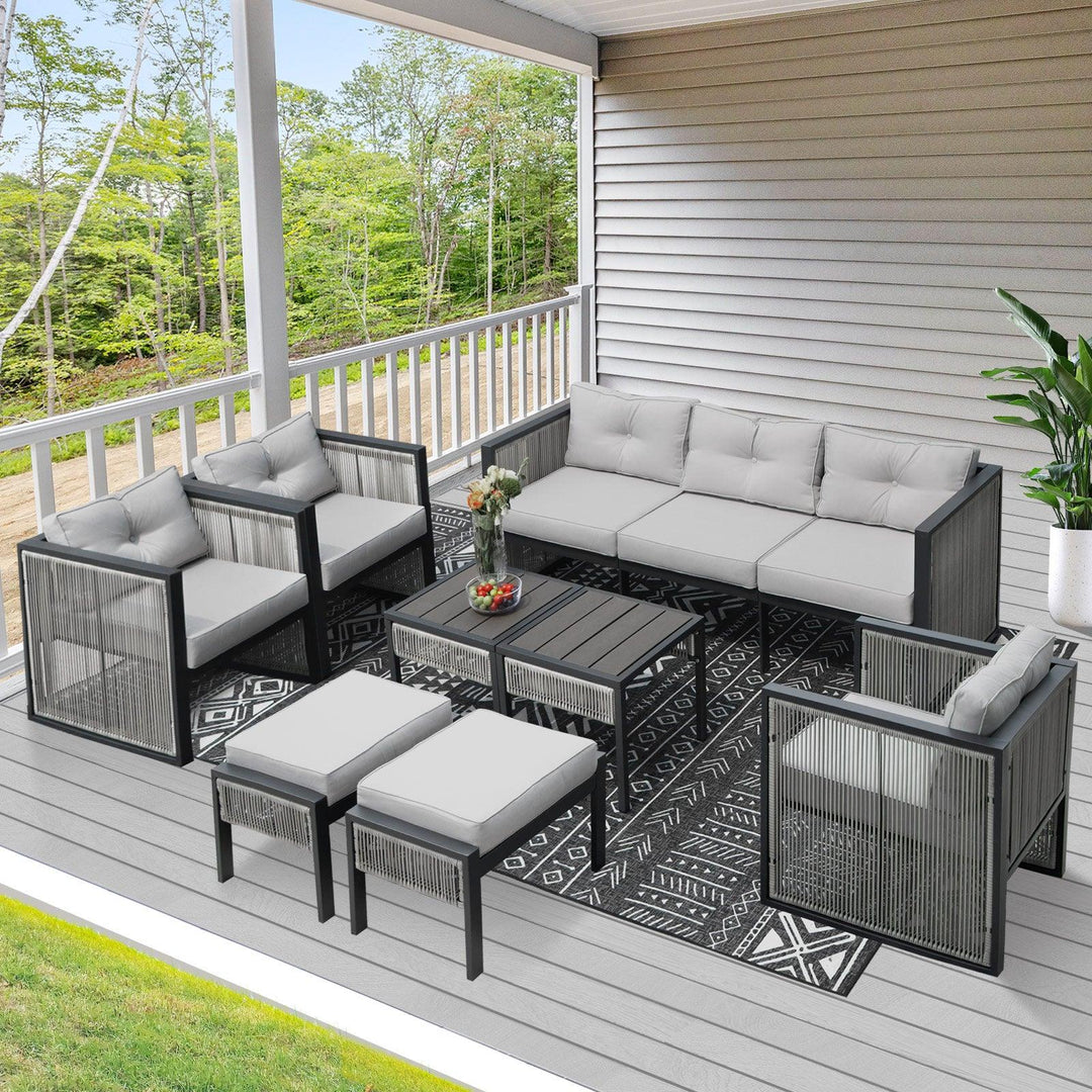 NICESOUL Round PE Rattan Patio Furniture Set Outdoor Sofa Set