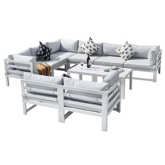 Patio Aluminum Sofa Set With Table-10 Piece