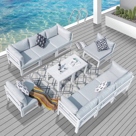 Patio Aluminum Sofa Set With Table-10 Piece