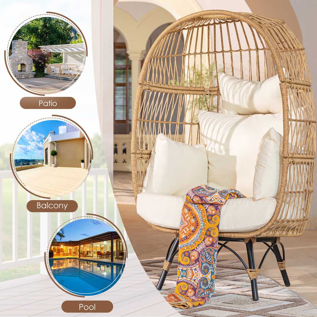 NICESOUL Patio Bohemian Wicker Stationary Egg Chair