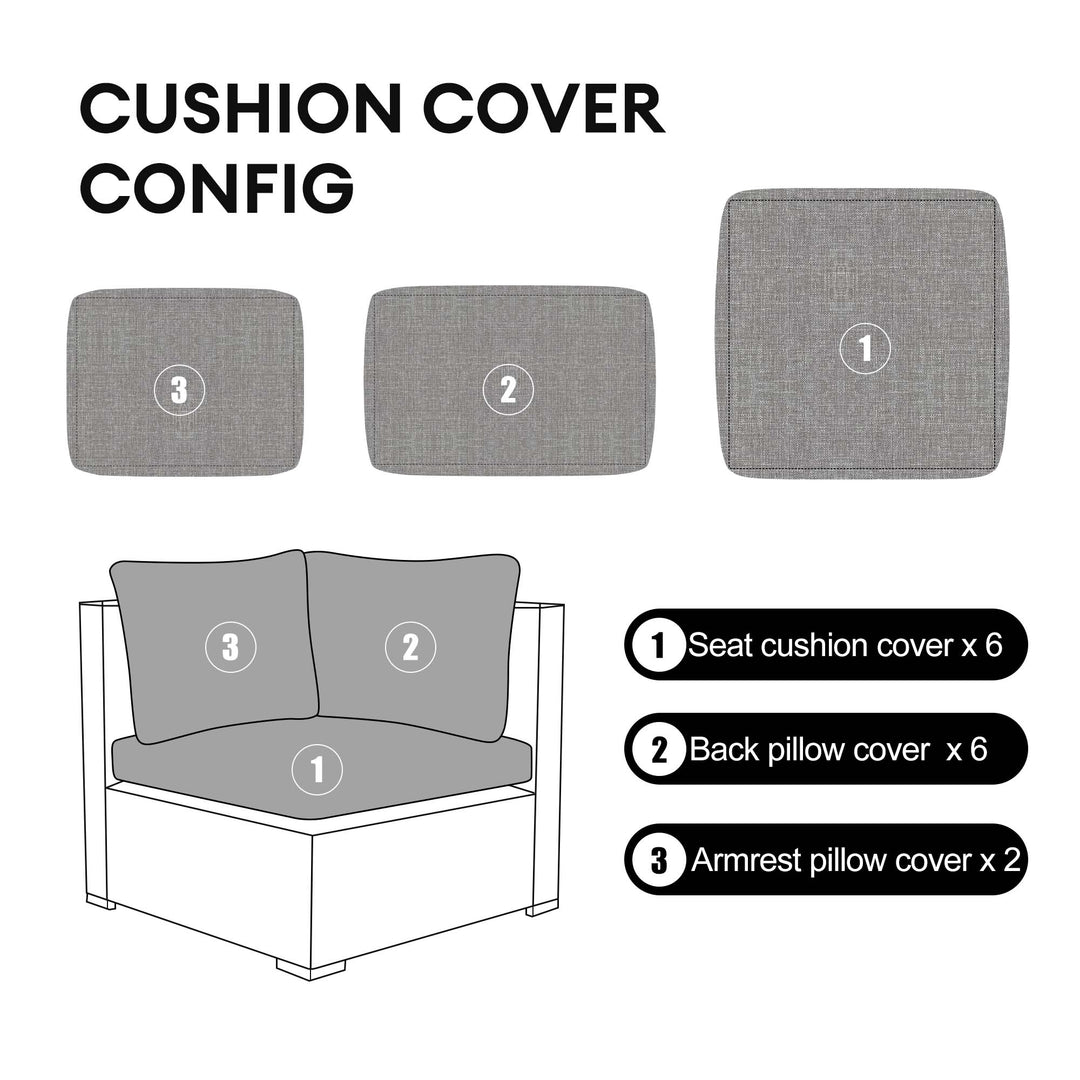 Eden Patio Outdoor Furniture Cushion cover set-6 Seat - Nicesoul Furniture