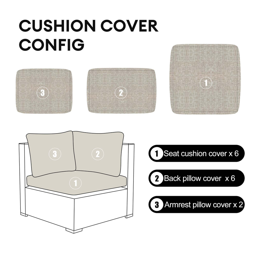 Eden Patio Outdoor Furniture Cushion cover set-6 Seat - Nicesoul Furniture