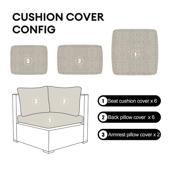 Eden Patio Outdoor Furniture Cushion cover set-6 Seat - Nicesoul Furniture