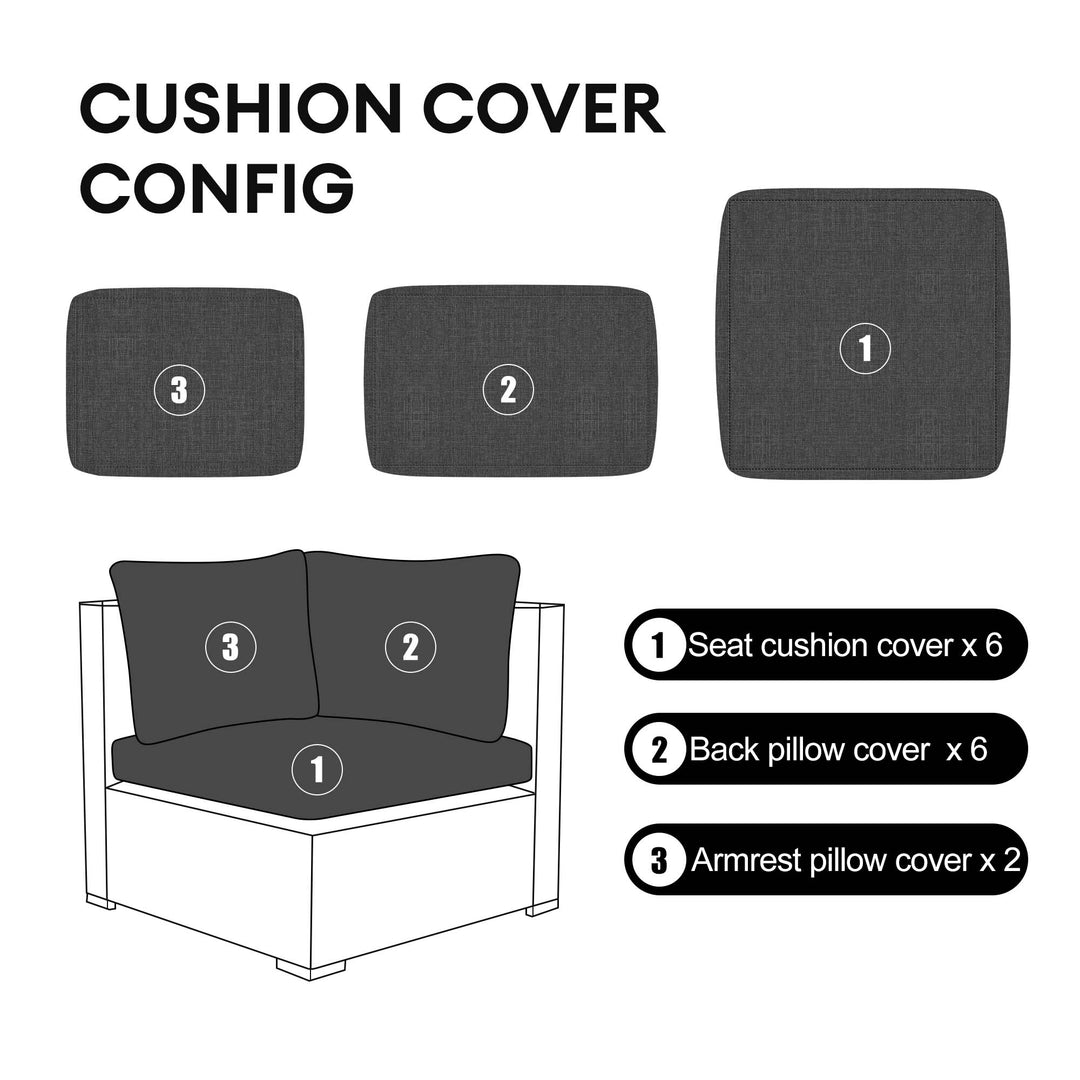 Eden Patio Outdoor Furniture Cushion cover set-6 Seat - Nicesoul Furniture