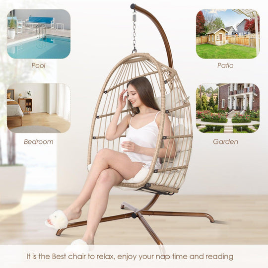 NICESOUL Swing  Egg Chair With Stand Hanging Egg Chair