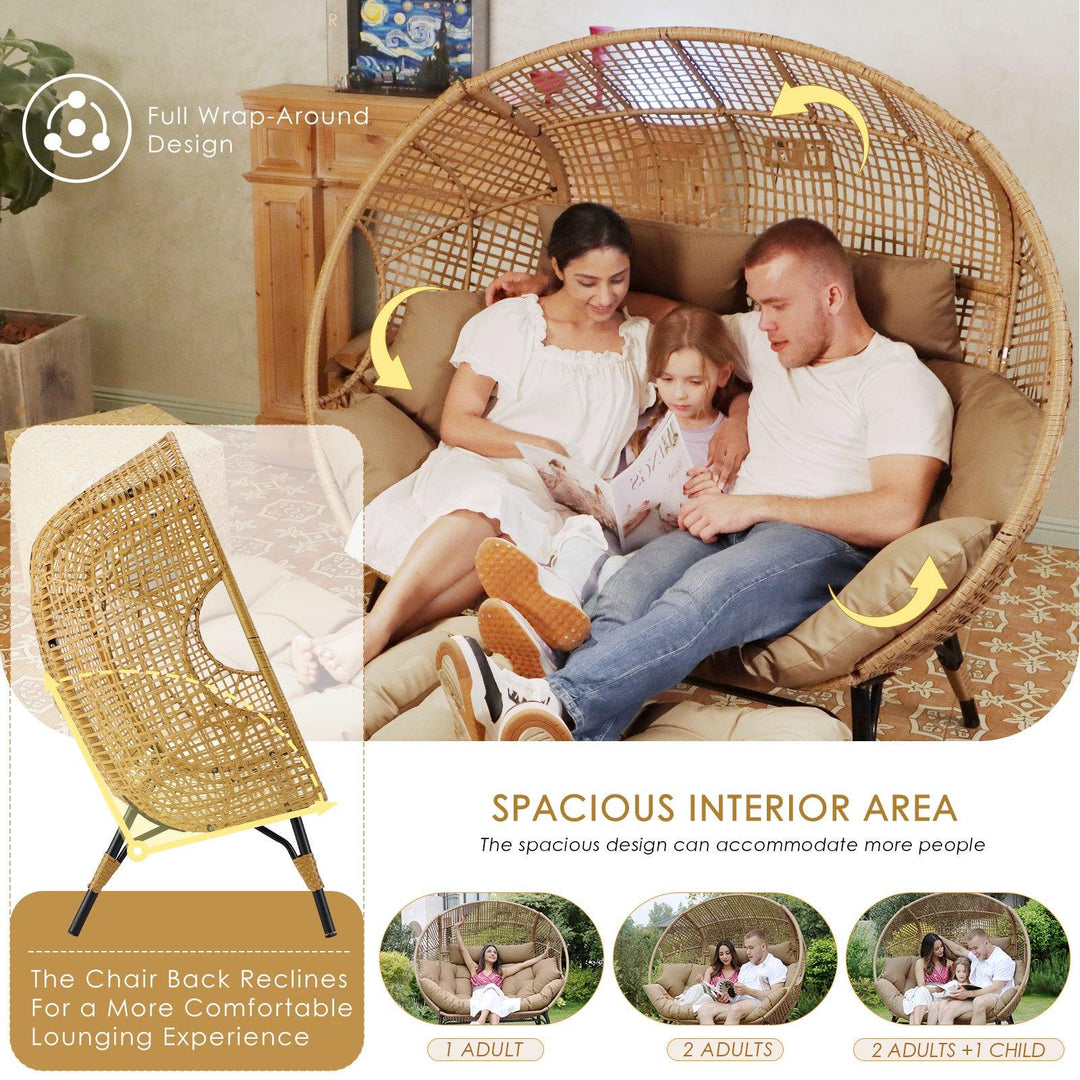 NICESOUL Double Stationary Egg Chair Outdoor Indoor Loveseat Chair