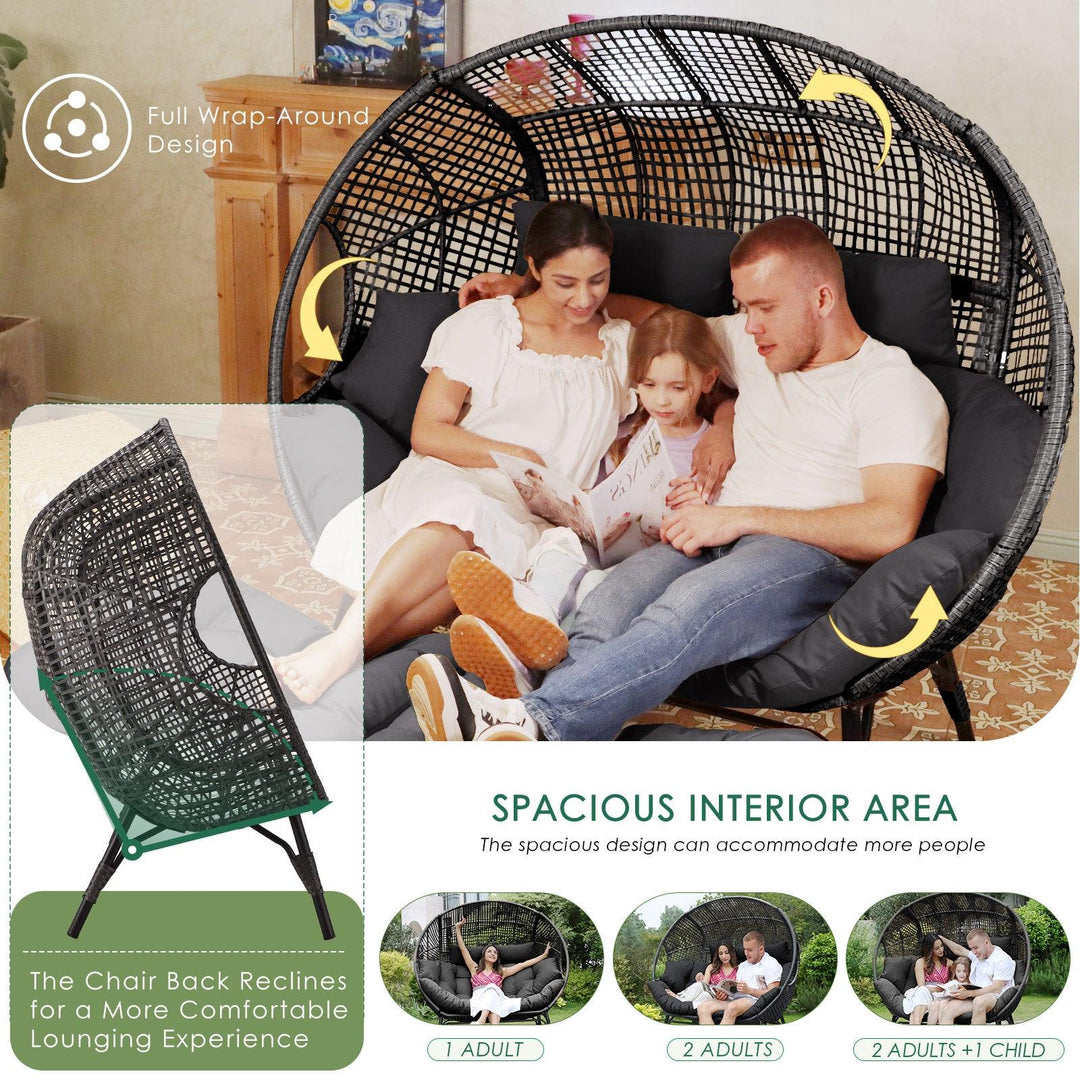 NICESOUL Double Stationary Egg Chair Outdoor Indoor Loveseat Chair