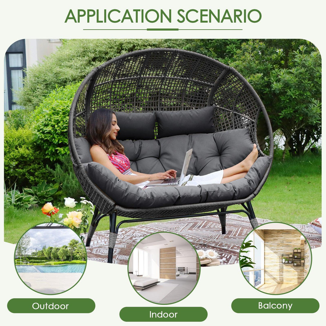 NICESOUL Double Stationary Egg Chair Outdoor Indoor Loveseat Chair