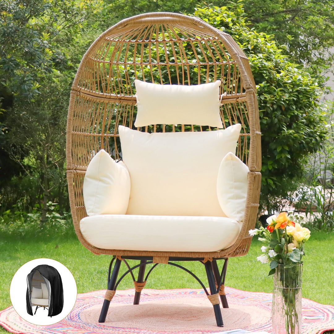 NICESOUL Patio Bohemian Wicker Stationary Egg Chair