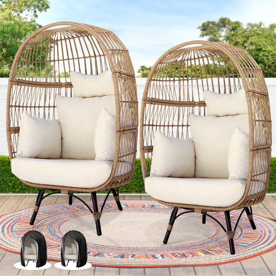 NICESOUL Patio Bohemian Wicker Stationary Egg Chair