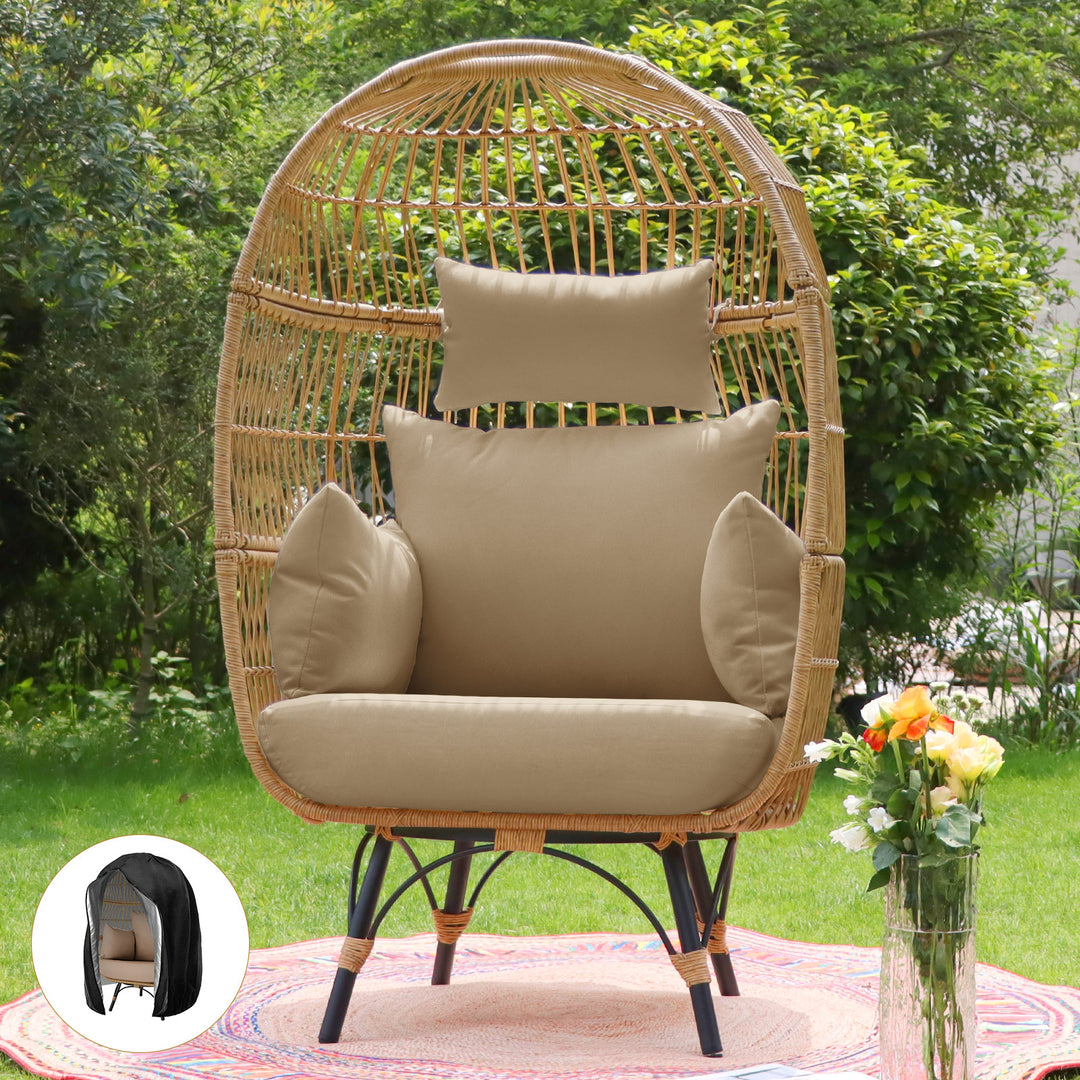 NICESOUL Patio Bohemian Wicker Stationary Egg Chair