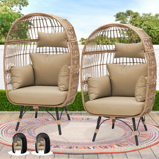 NICESOUL Patio Bohemian Wicker Stationary Egg Chair