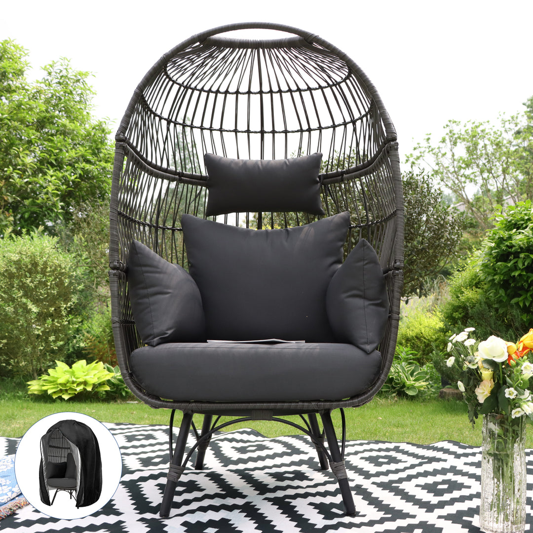 NICESOUL Patio Bohemian Wicker Stationary Egg Chair