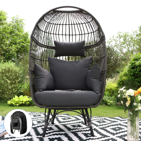 NICESOUL Patio Bohemian Wicker Stationary Egg Chair