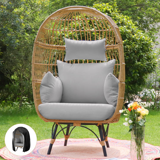 NICESOUL Patio Bohemian Wicker Stationary Egg Chair