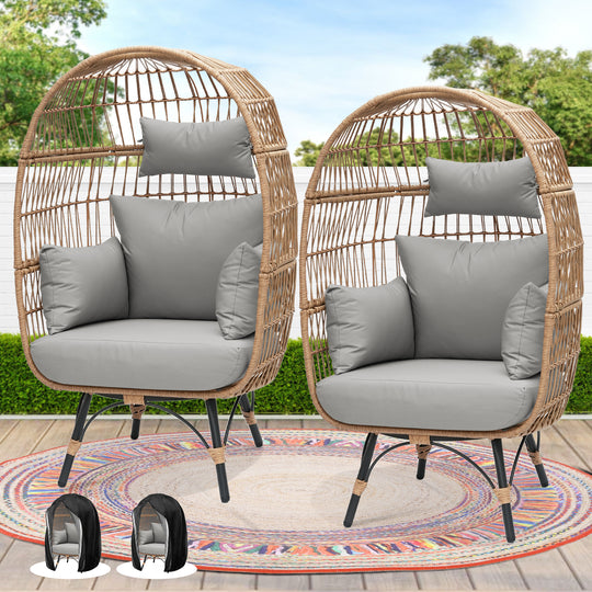 NICESOUL Patio Bohemian Wicker Stationary Egg Chair