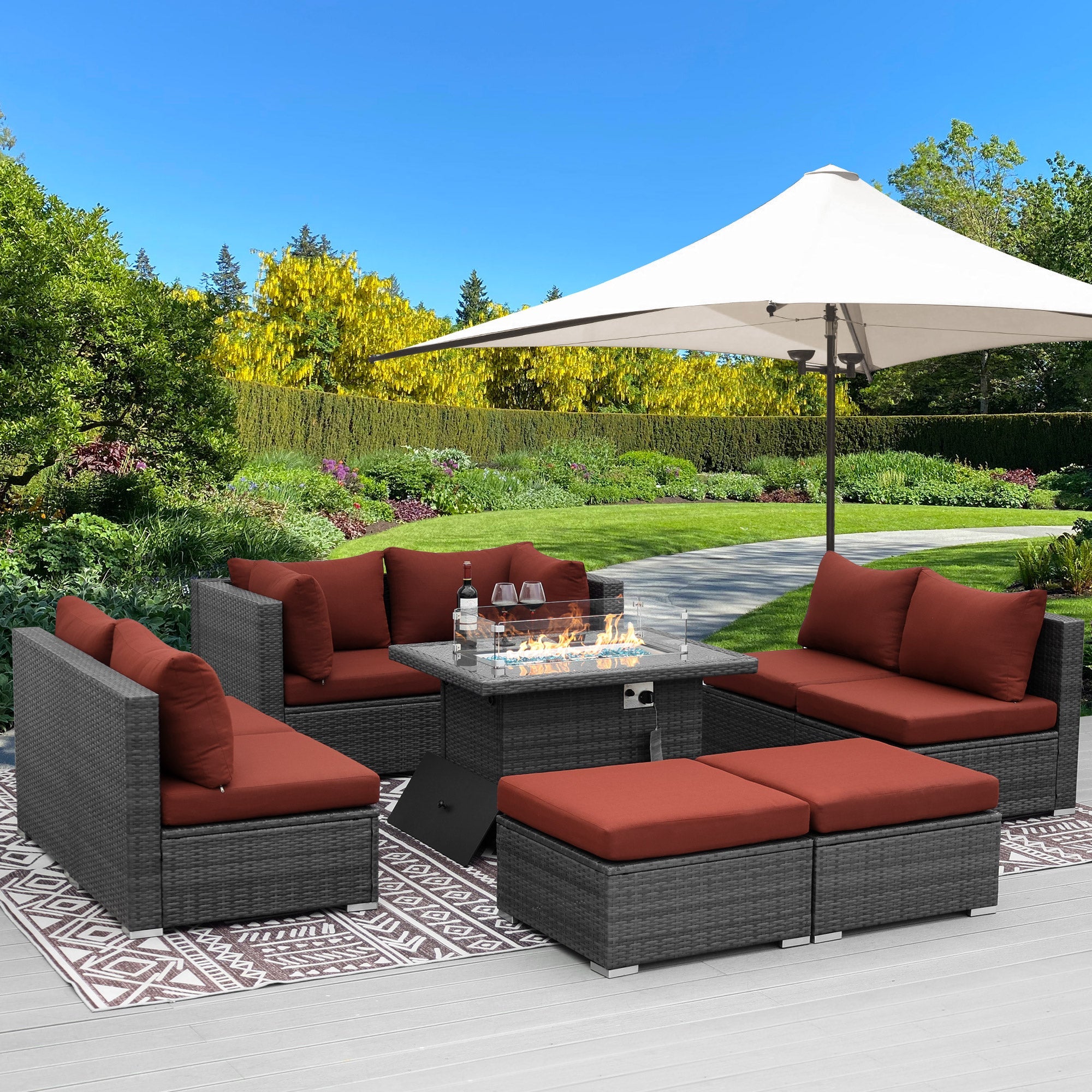 Wicker outdoor furniture with fire pit new arrivals