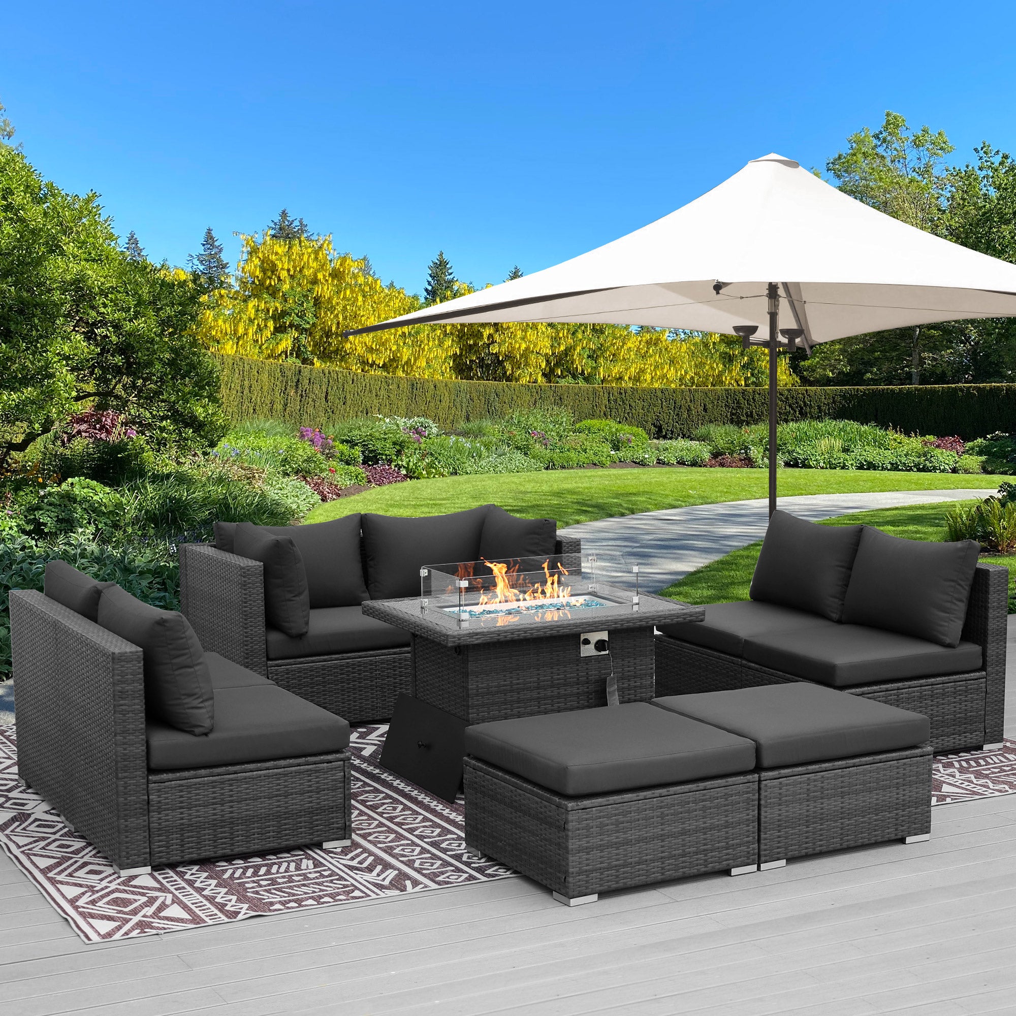 Gray wicker patio set outlet