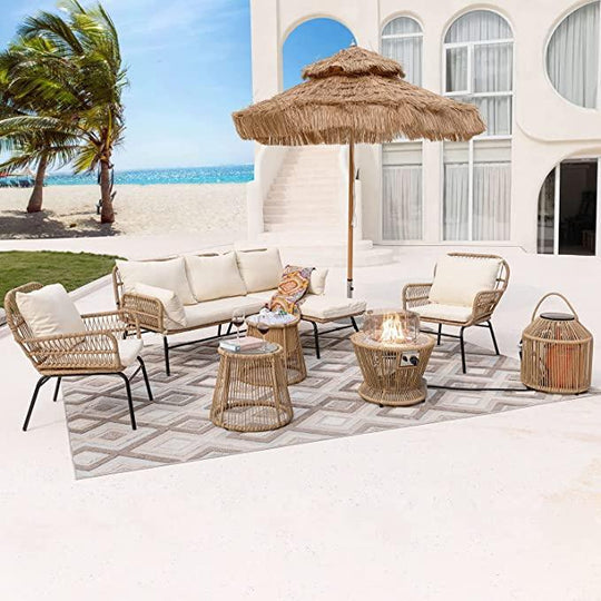 Patio Bohemian Sofa Set With Table-6 Piece